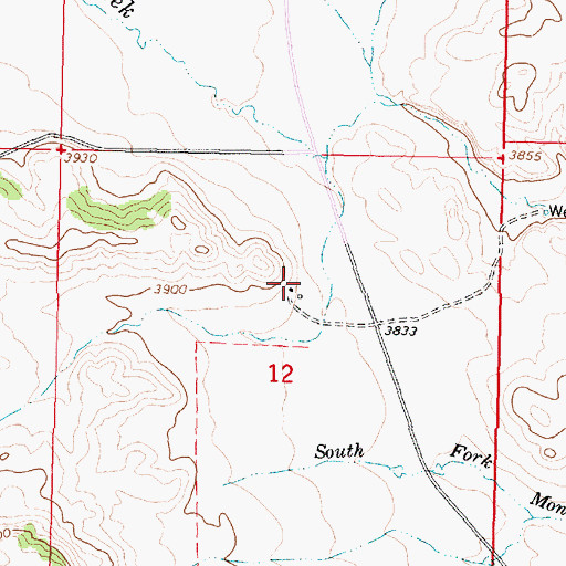 Topographic Map of 08S39E12ACBB02 Well, MT