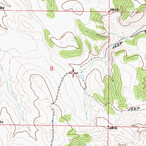 Topographic Map of 08S45E08DBAA01 Spring, MT
