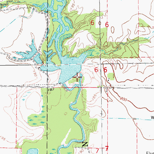 Topographic Map of Hillman Reservoir Dam, AR