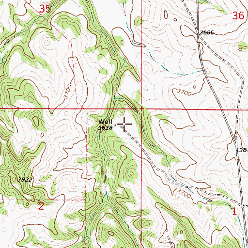 Topographic Map of 08S54E02AABD01 Well, MT