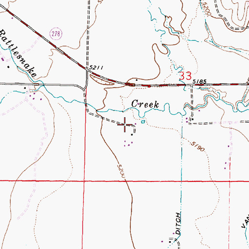 Topographic Map of 07S09W33CACC01 Well, MT