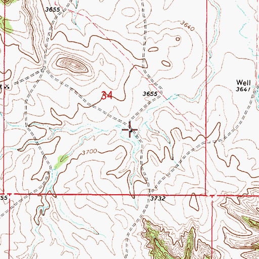 Topographic Map of 07S51E34DBDB01 Well, MT