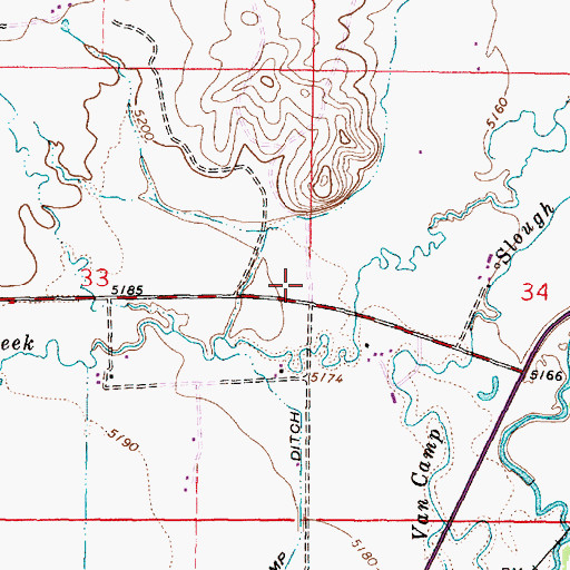 Topographic Map of 07S09W33ADDD01 Well, MT
