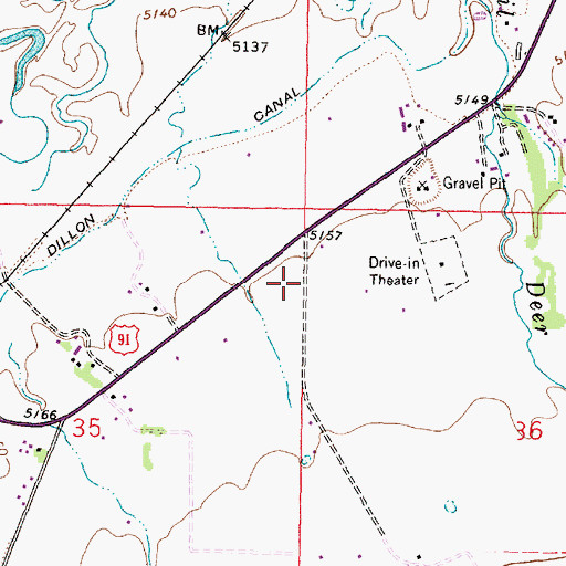 Topographic Map of 07S09W35AAA_01 Well, MT