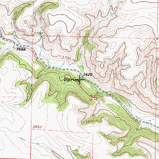 Topographic Map of 07S40E35BDAC01 Spring, MT