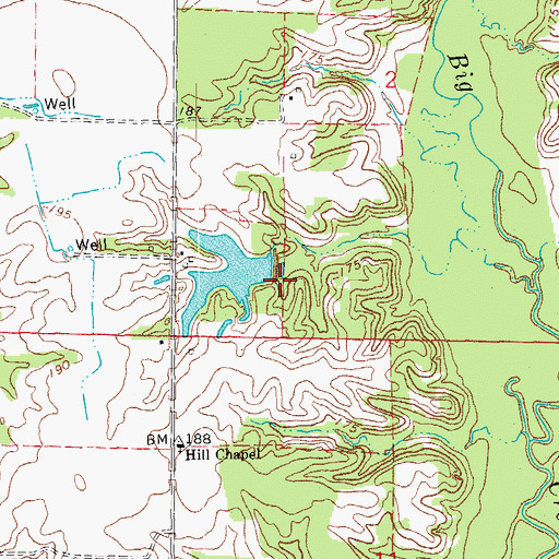Topographic Map of Butler Lake Dam, AR