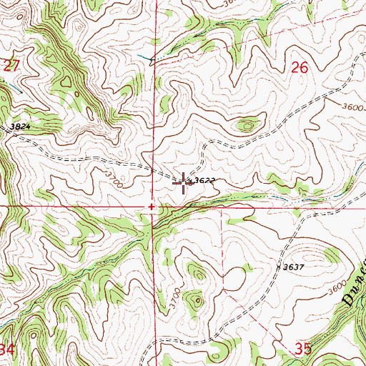 Topographic Map of 07S54E26CCCA01 Well, MT