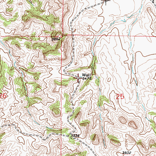 Topographic Map of 07S49E25BCAD01 Well, MT