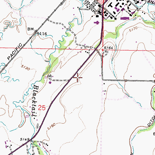 Topographic Map of 07S09W25AADD01 Well, MT