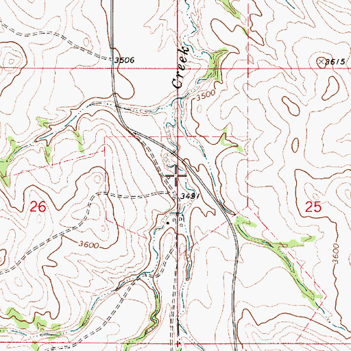 Topographic Map of 07S54E25BCCB01 Well, MT