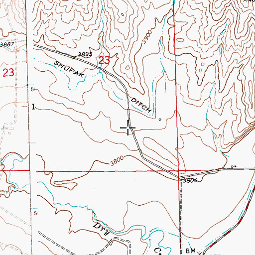 Topographic Map of 07S22E23DDBB01 Well, MT