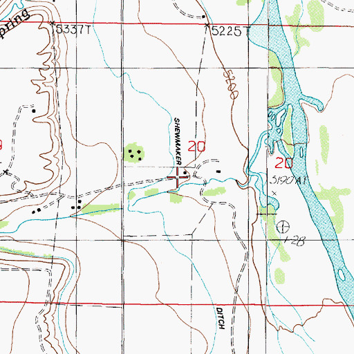 Topographic Map of 07S01W20CBAA01 Well, MT