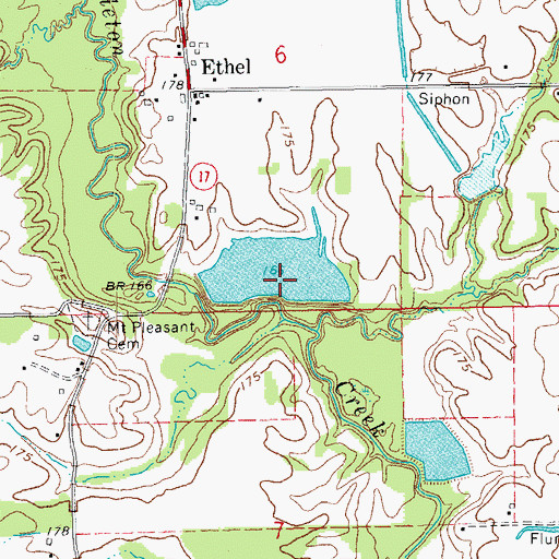 Topographic Map of Lake Rosebud Dam, AR