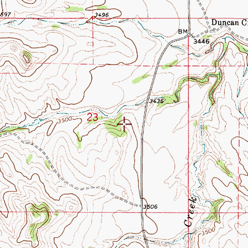 Topographic Map of 07S54E23DBAA01 Well, MT