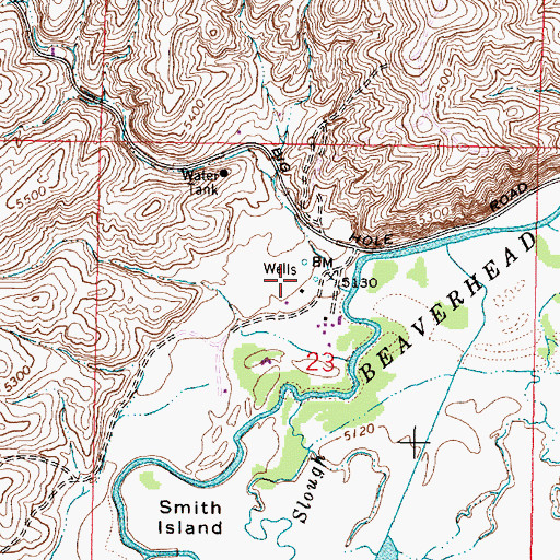 Topographic Map of 07S09W23BDAC01 Well, MT