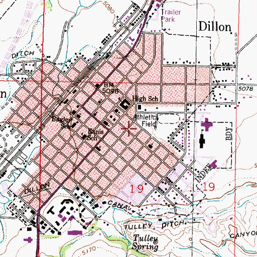 Topographic Map of 07S08W19BADD01 Well, MT
