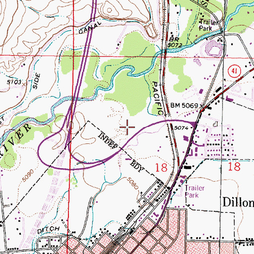 Topographic Map of 07S08W18BDCB01 Well, MT
