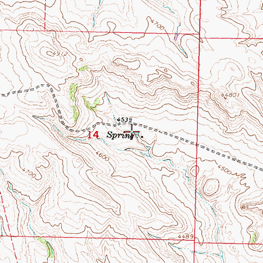 Topographic Map of 07S38E14ACDD01 Spring, MT