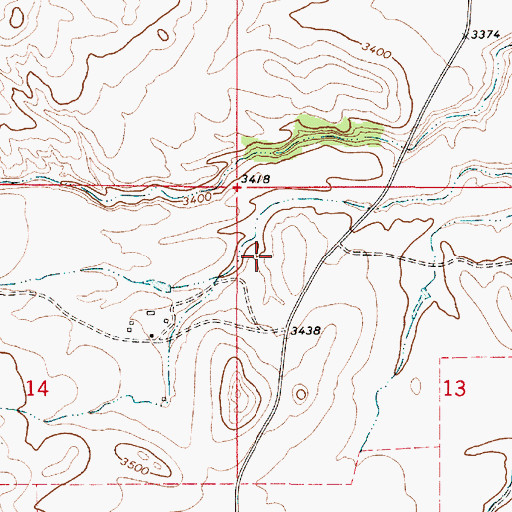 Topographic Map of 07S54E13BBCA01 Well, MT