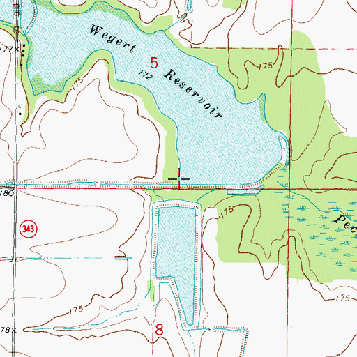 Topographic Map of Wegert Reservoir Dam, AR