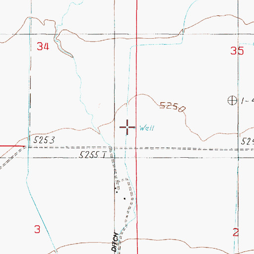 Topographic Map of 06S01W34DDDA01 Well, MT