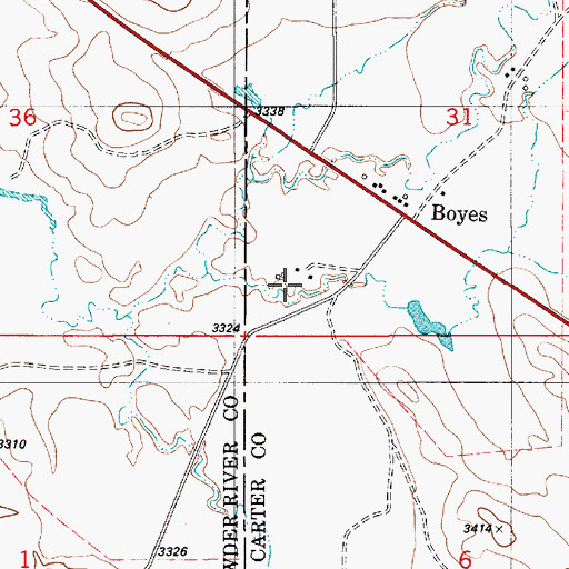 Topographic Map of 06S55E31CCDB01 Well, MT
