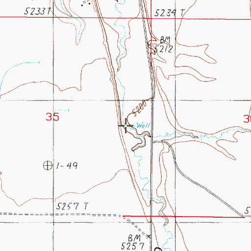 Topographic Map of 06S01W35DAAB01 Well, MT