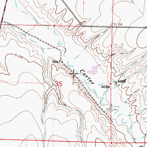 Topographic Map of 06S08W35ACD_01 Well, MT