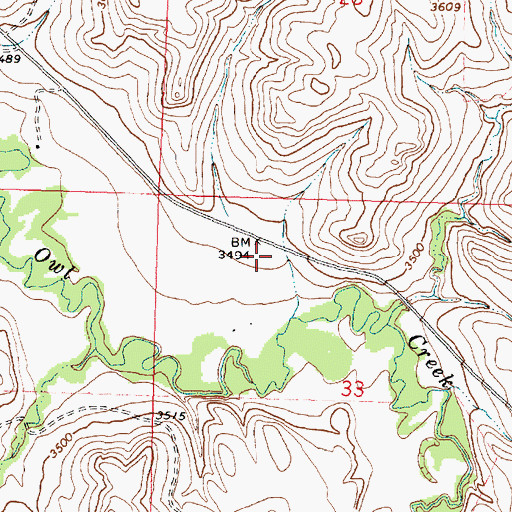 Topographic Map of 06S36E33BACB01 Well, MT
