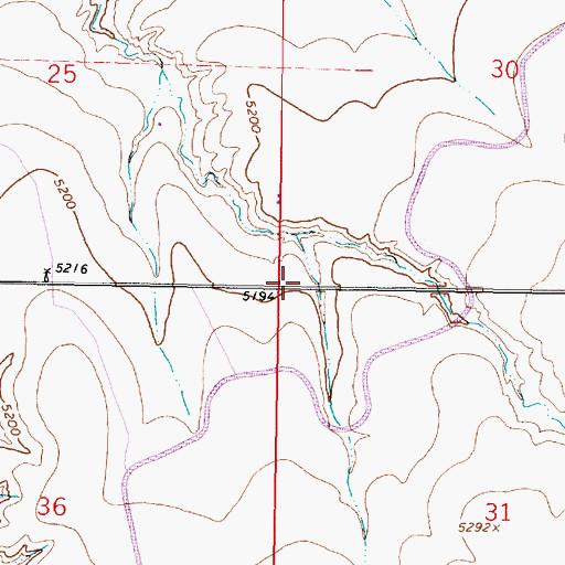Topographic Map of 06S07W30CCD_01 Well, MT