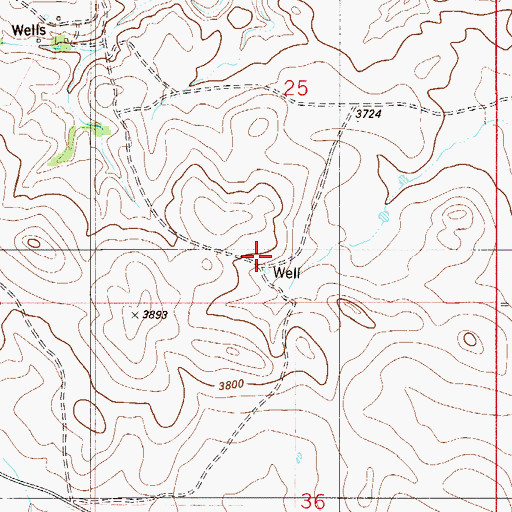 Topographic Map of 06S55E25CDDB01 Well, MT
