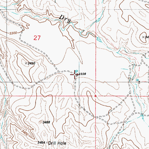 Topographic Map of 06S53E27DDBA01 Well, MT