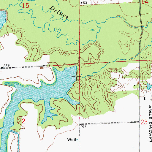 Topographic Map of Lowe Lake Dam, AR