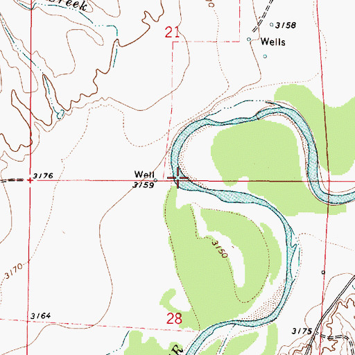 Topographic Map of 06S50E21CDDD01 Well, MT