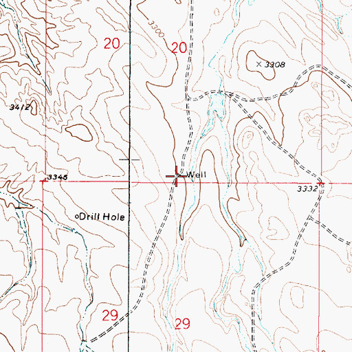 Topographic Map of 06S51E20CDDD01 Well, MT