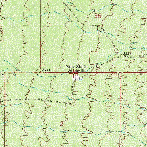 Topographic Map of Mine Shaft Windmill, AZ