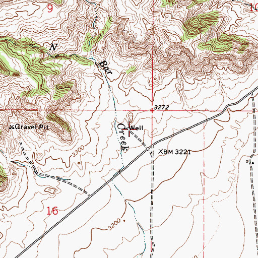 Topographic Map of 06S50E16AAAC01 Well, MT