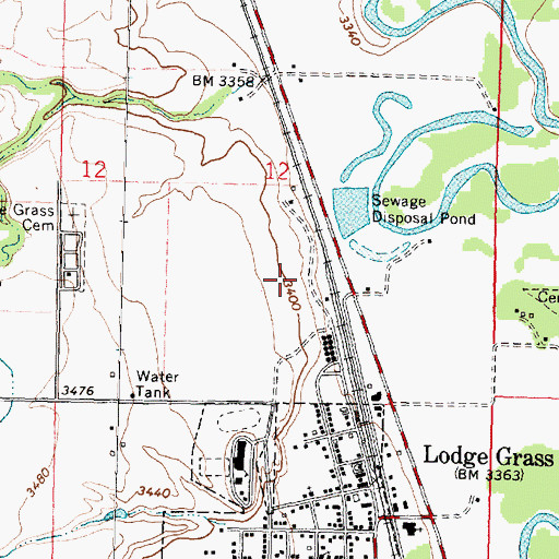 Topographic Map of 06S35E12ACBB01 Well, MT