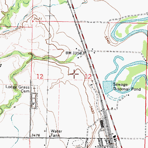 Topographic Map of 06S35E12BDDC01 Well, MT
