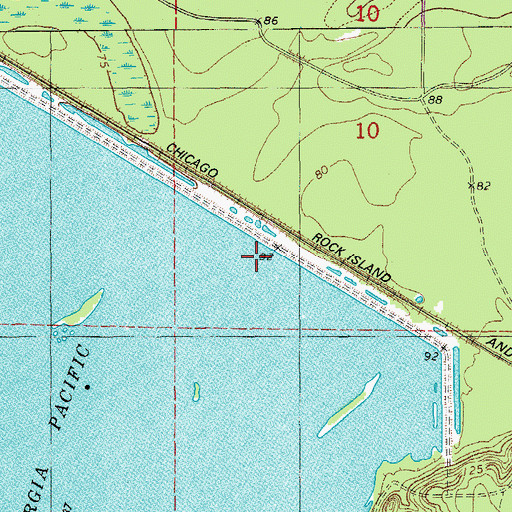Topographic Map of Lake Georgia-Pacific Dam, AR