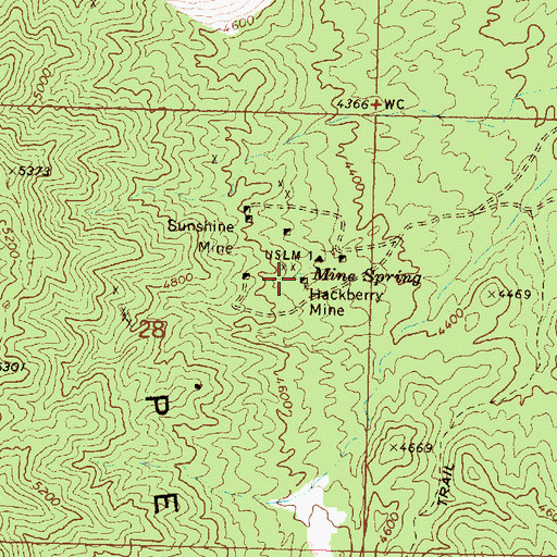 Topographic Map of Mine Spring, AZ