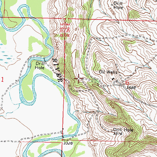Topographic Map of 06S36E06CBBA01 Well, MT