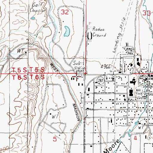 Topographic Map of 06S01W05AAAA01 Well, MT