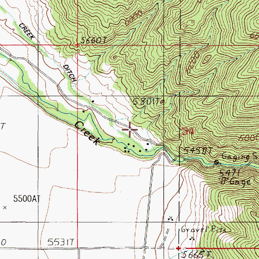 Topographic Map of 05S01E34BDCB01 Well, MT