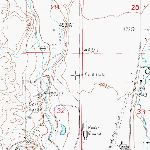 Topographic Map of 05S01W33BBCC01 Well, MT