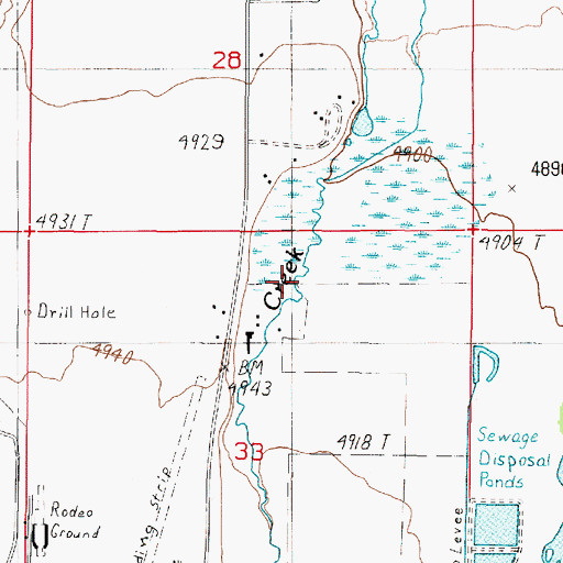 Topographic Map of 05S01W33ABDB01 Well, MT