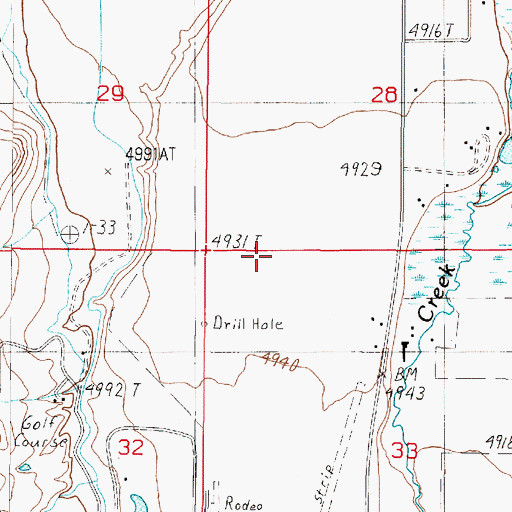 Topographic Map of 05S01W33BBAA01 Well, MT