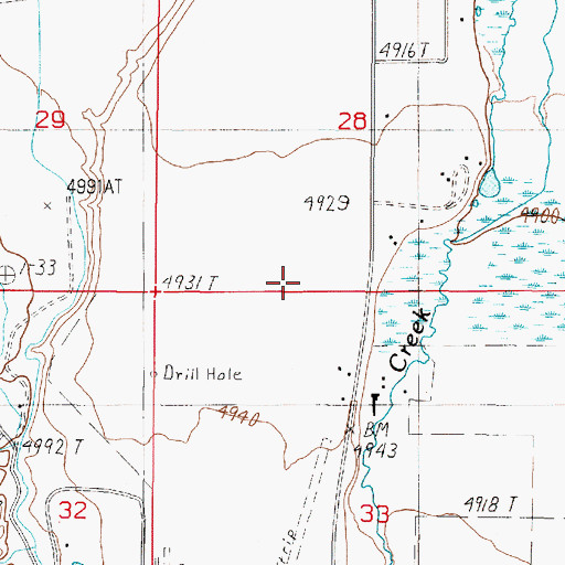 Topographic Map of 05S01W33BBAA02 Well, MT