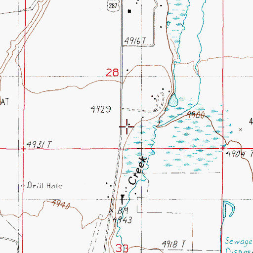 Topographic Map of 05S01W28DCCB01 Well, MT