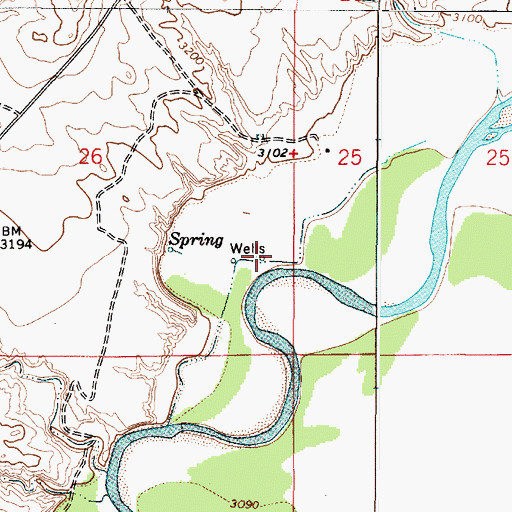 Topographic Map of 05S50E26DDAB01 Well, MT